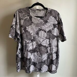 Vince Palm Leaf Black & Gray Casual Short Sleeve Tee